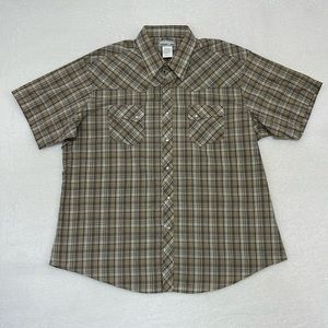 Wrangler Wrancher Pearl Snap Plaid Short Sleeve Shirt sz 2X